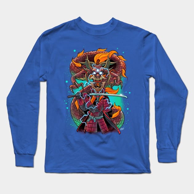 Samurai Dragon Long Sleeve T-Shirt by JackComicArt